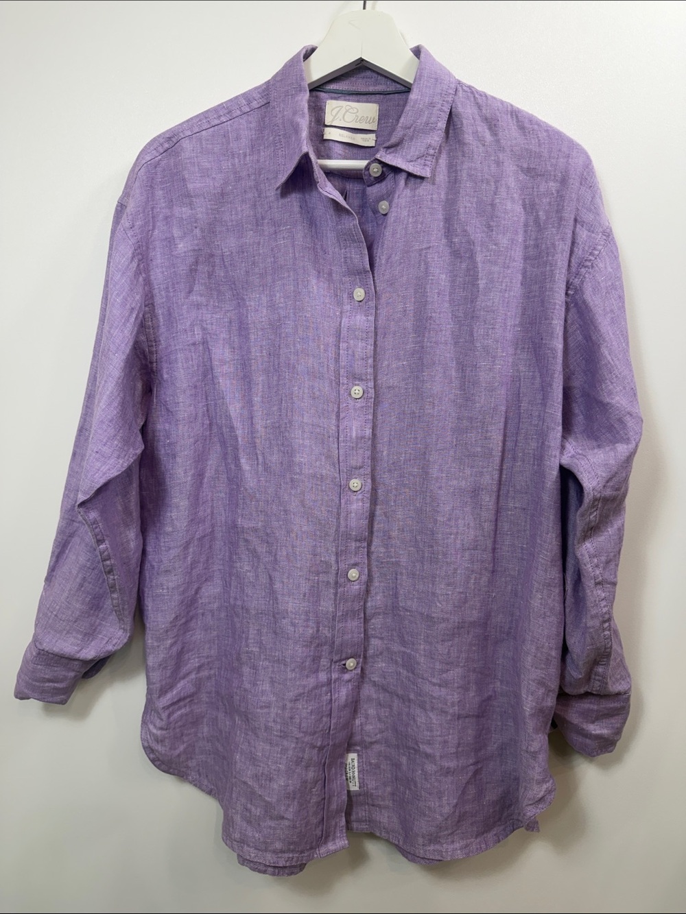 J.Crew Baird McNutt Irish linen purple relaxed fit button down top size 4.